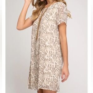 She and Sky Snake Print Whimsy Goth Fairy Grunge Mini Shift Dress M NWT